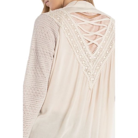 Miss Me Cream Drape Collar Cardigan- Size S - Picture 16 of 16